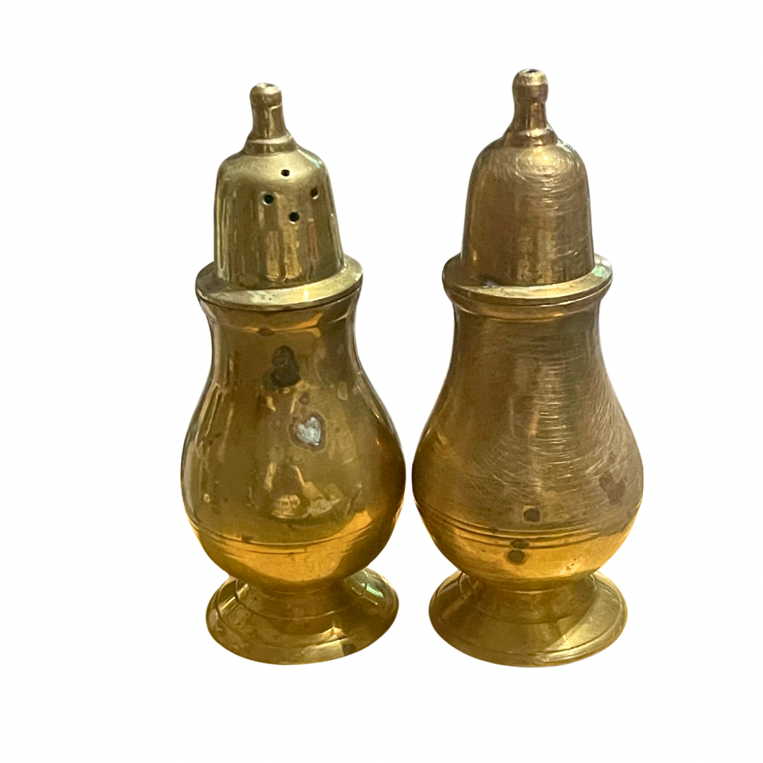 Vintage Brass Salt and Pepper Shakers (Made in India) - 1