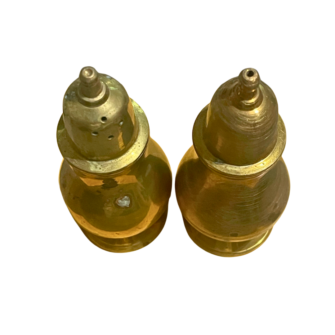Vintage Brass Salt and Pepper Shakers (Made in India) - 2