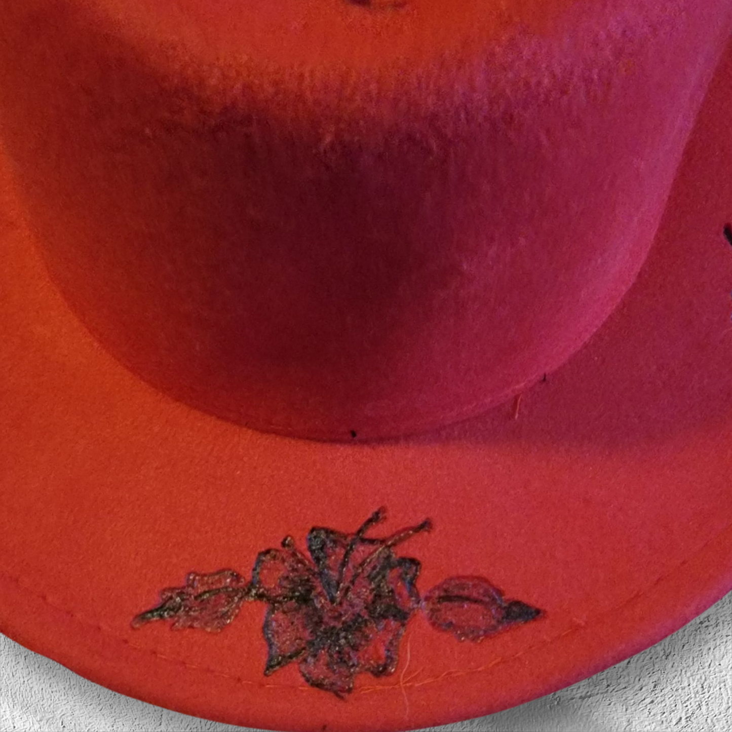 Burned Fedora Hat (Hibiscus and Leopard) - 2