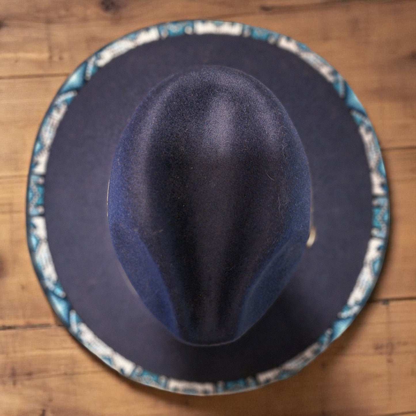 Beaded Brim Fedora-Navy