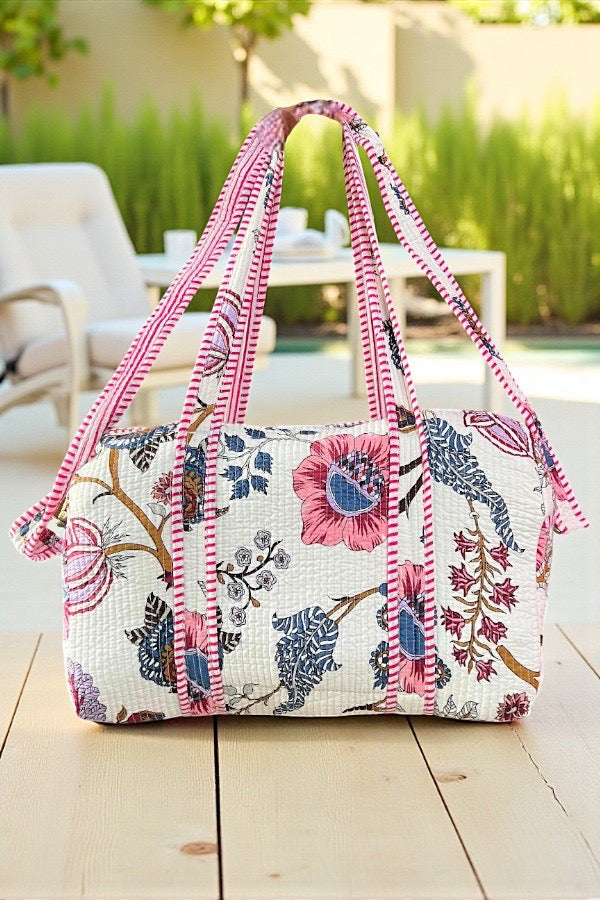Elena Pink Floral Duffel Bag (Pre-Order)