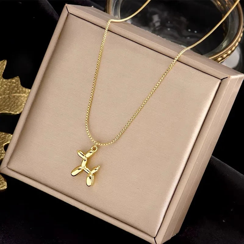 Gold Balloon Dog Necklace