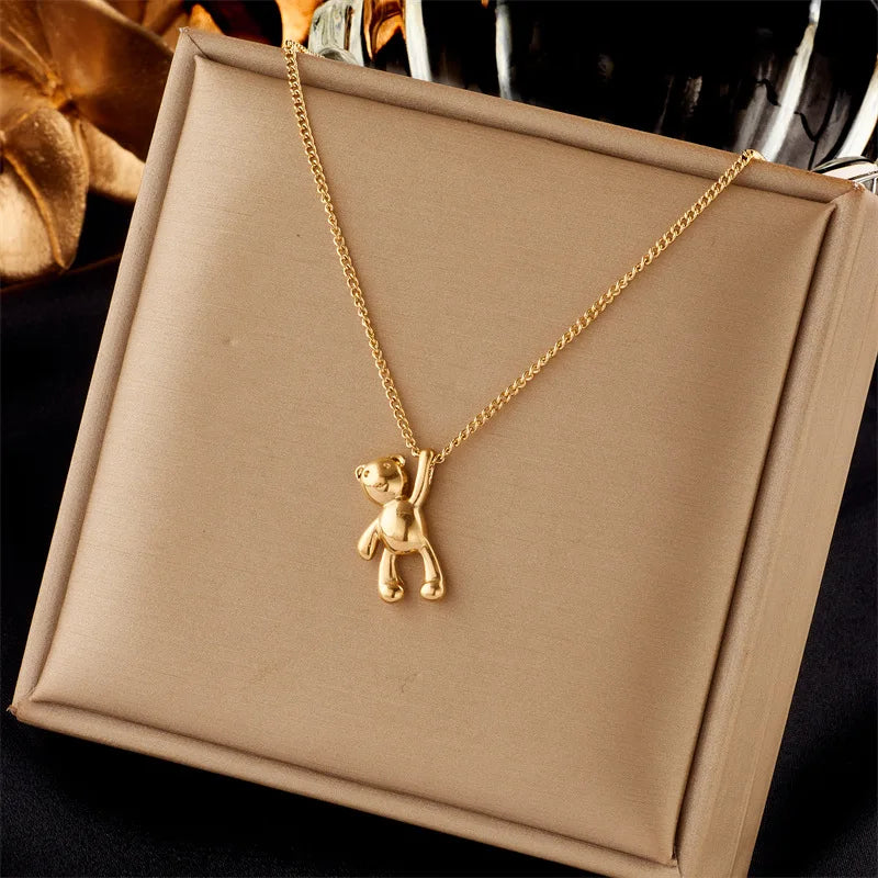 Gold Teddy Bear Necklace