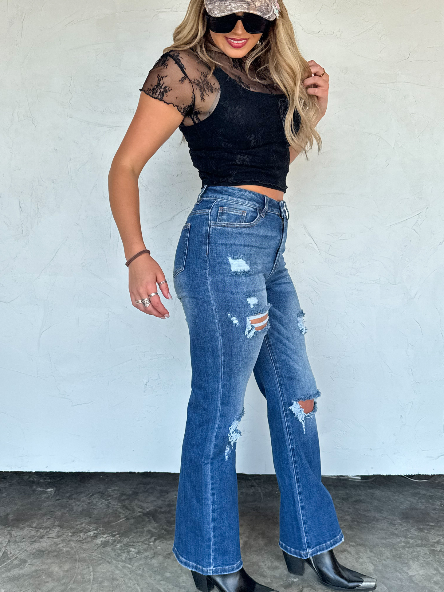 Ashland Straight Leg Distressed Jeans - Blue (Pre-Order)