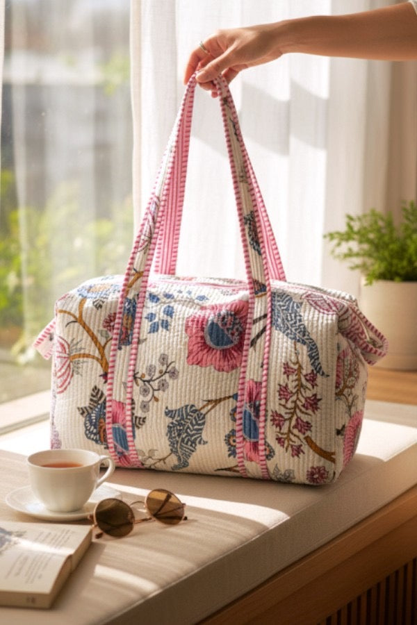 Elena Pink Floral Duffel Bag (Pre-Order)