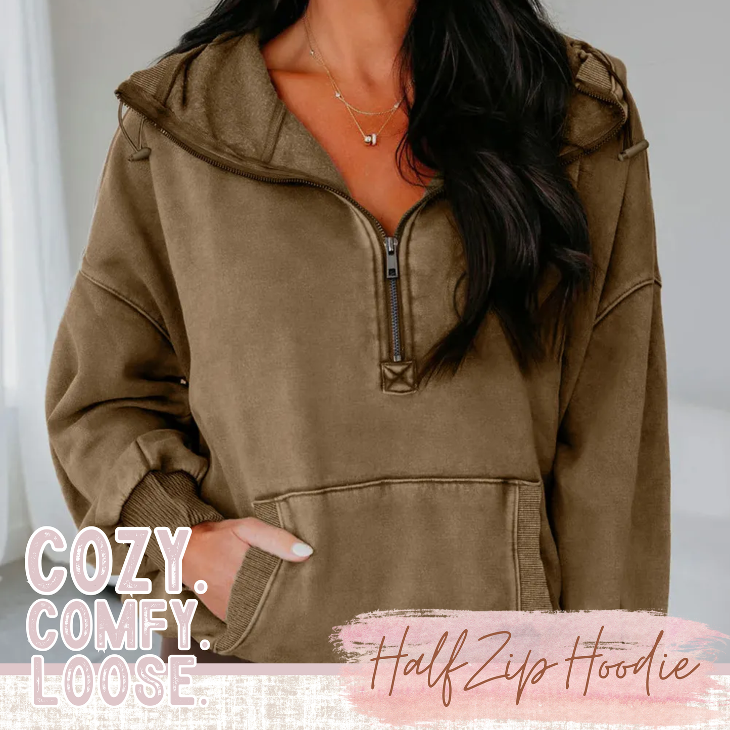 (Cozy.Comfy.Loose) Mineral Wash Half Zip Hoodie (4 Colors) - Pre-Order