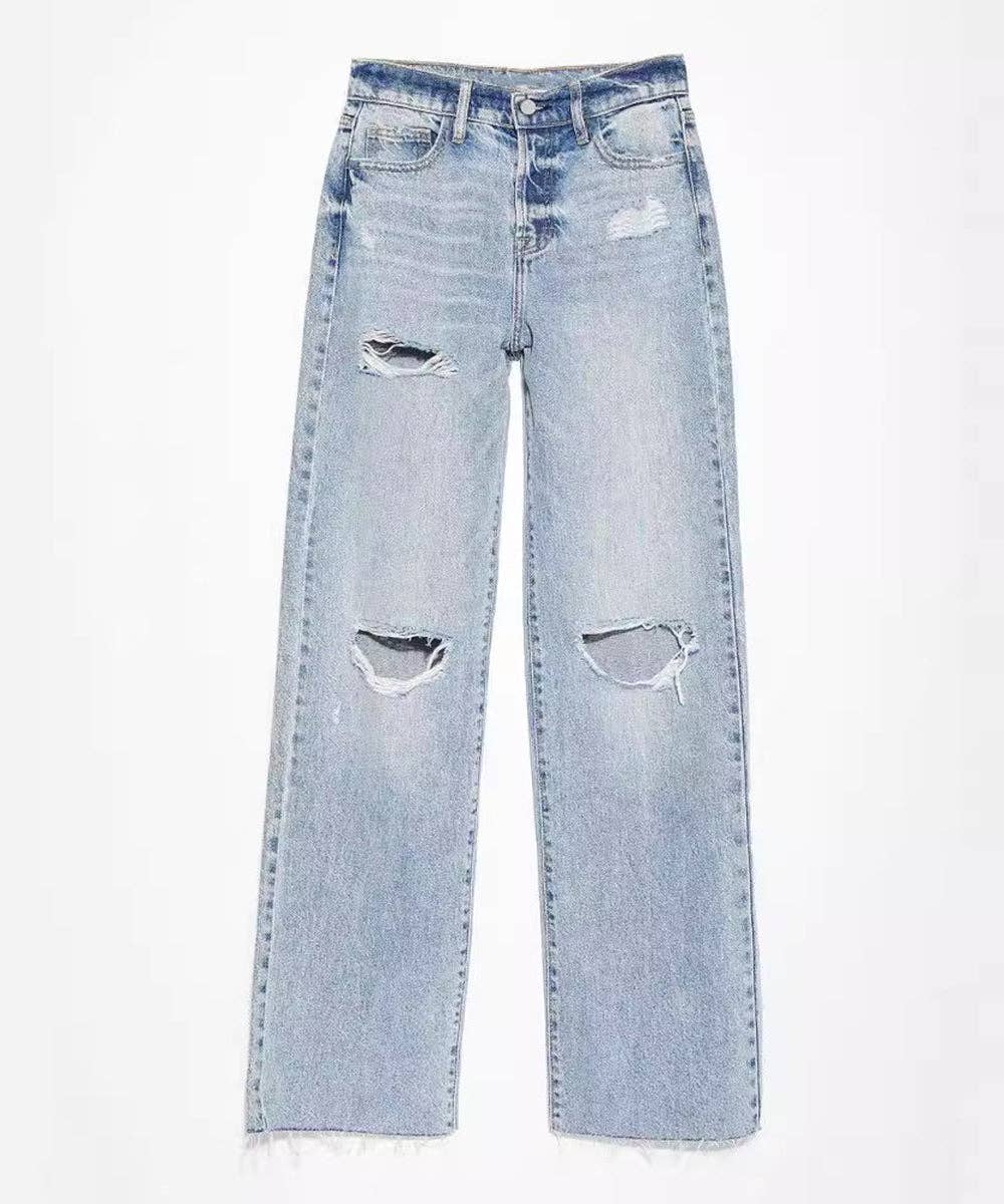 The Stella Straight (High-Waisted, Fringed) Jeans