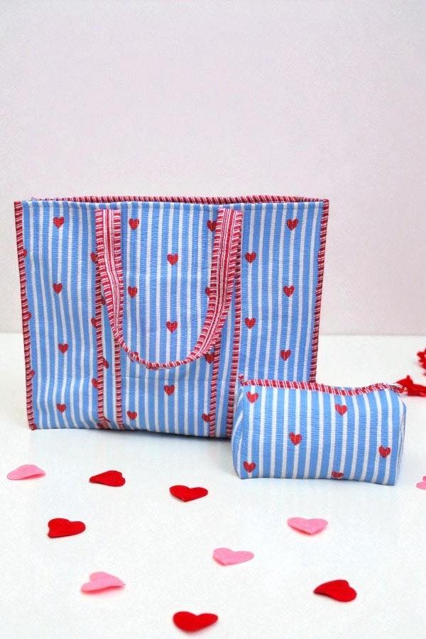 Sweet On You Blue Tote & Cosmetic Bag Set (Pre-Order)