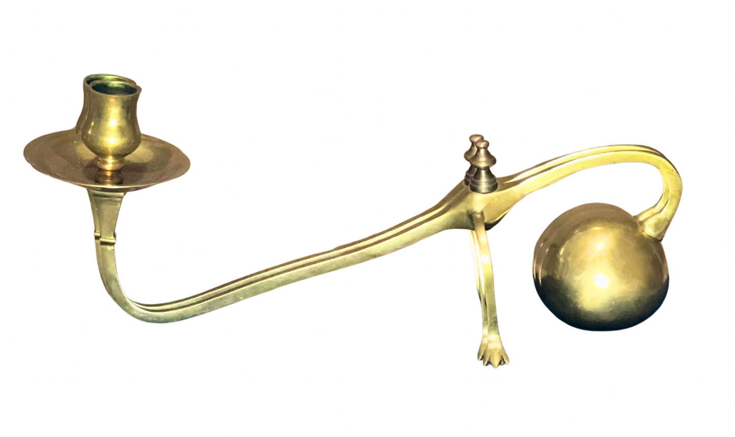 Vintage Brass Counterbalance Candlestick With Cantilever and Paw Feet - 3