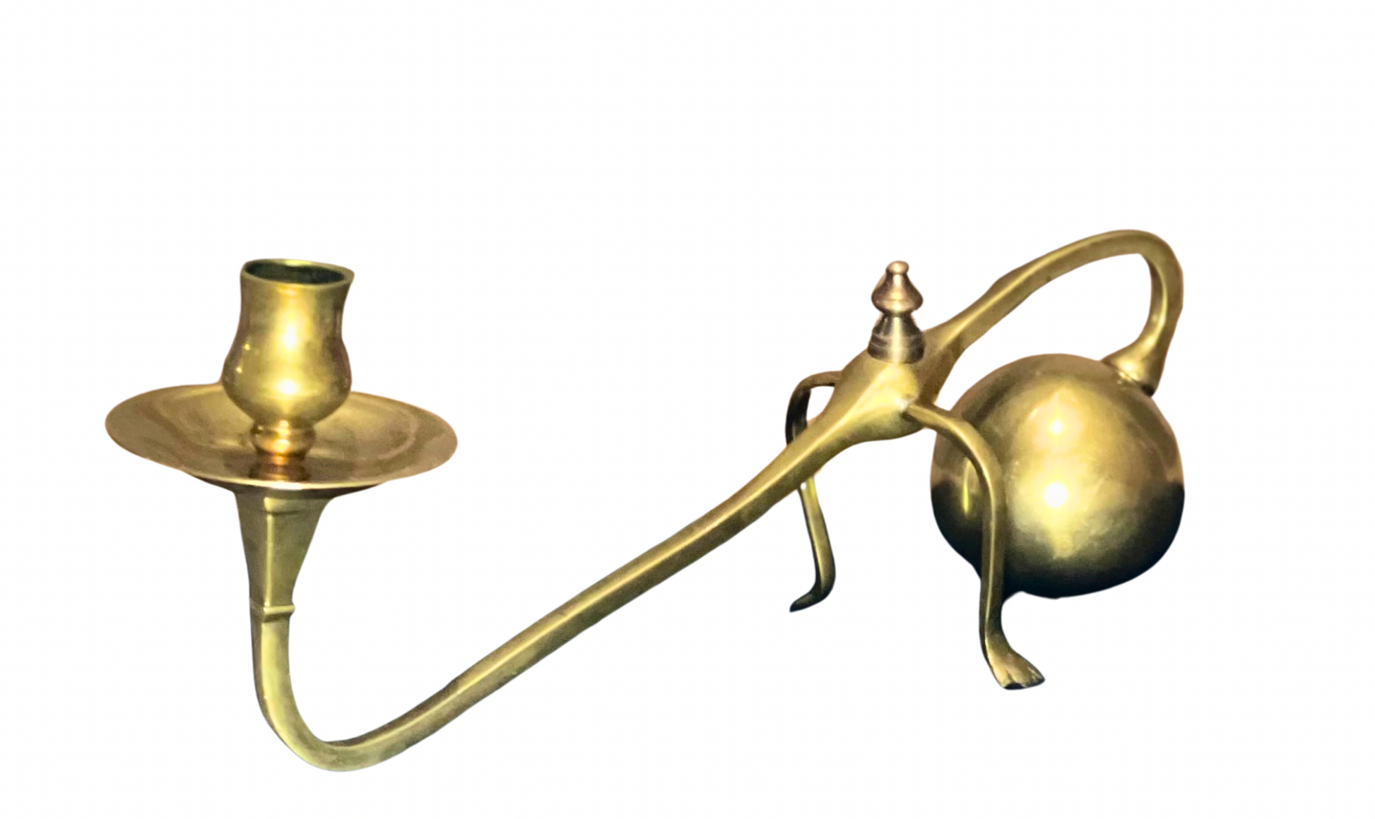 Vintage Brass Counterbalance Candlestick With Cantilever and Paw Feet - 2