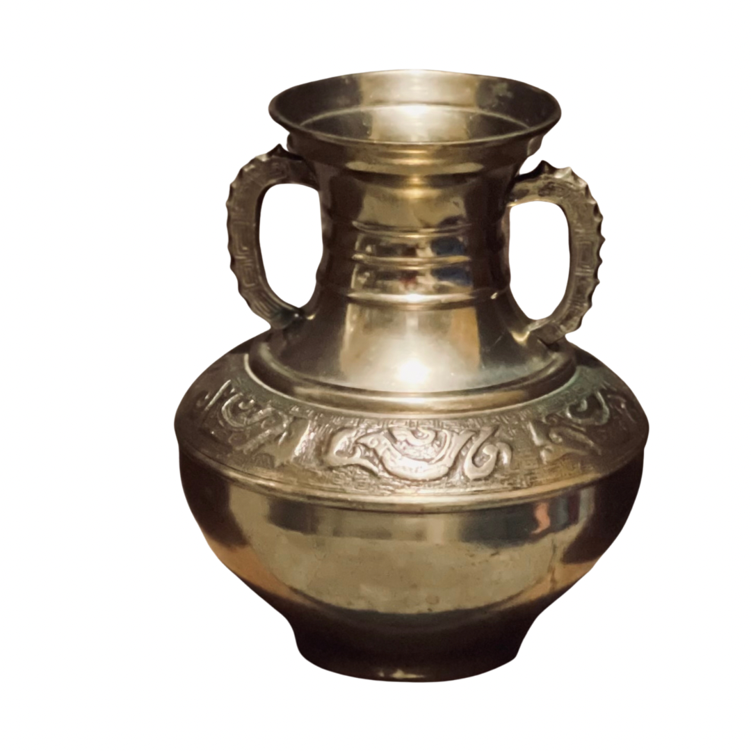 Vintage Brass Vase With Intricate Details - 1