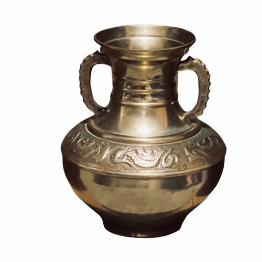 Vintage Brass Vase With Intricate Details - 1