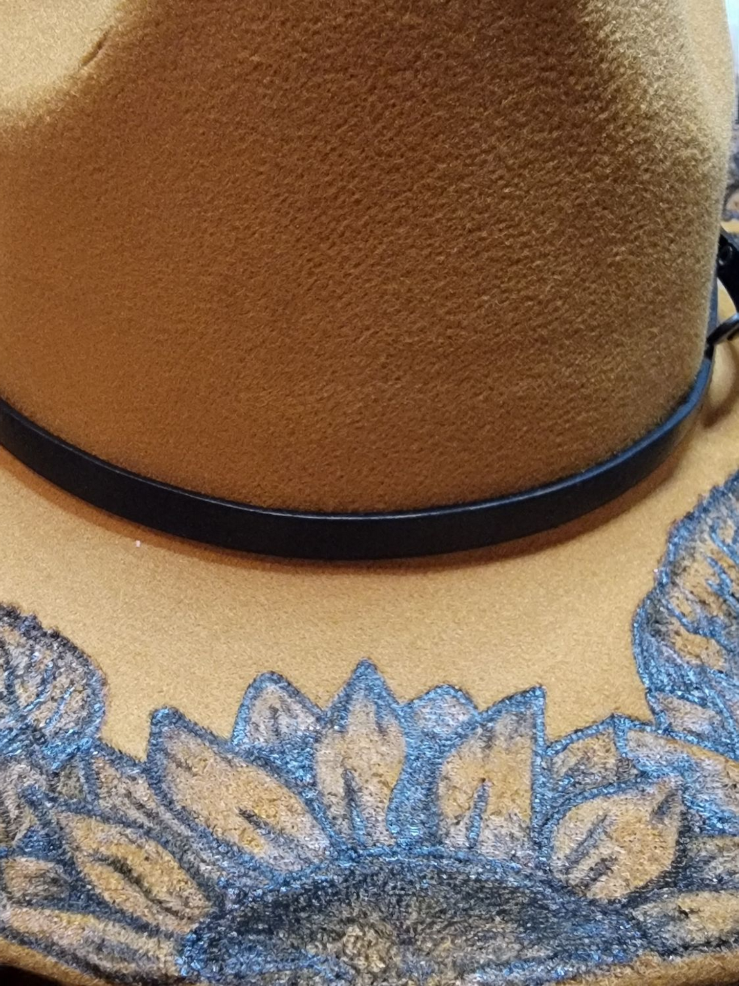 Burned Fedora Hat with Sunflowers - 2