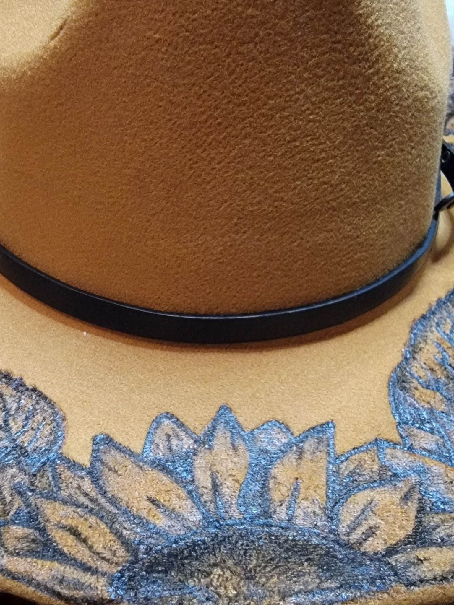 Burned Fedora Hat with Sunflowers - 2