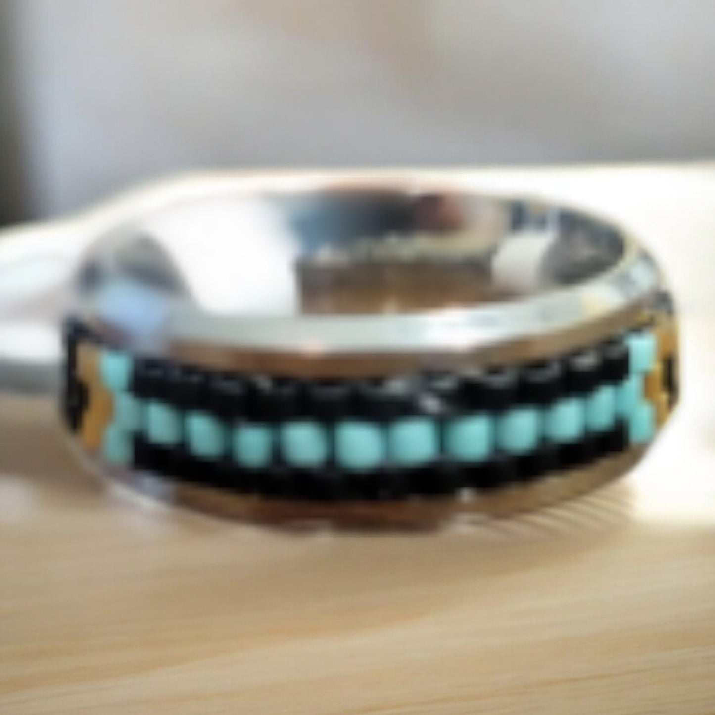3 Row Beaded Stainless Steel Ring (Pattern 2) - 4