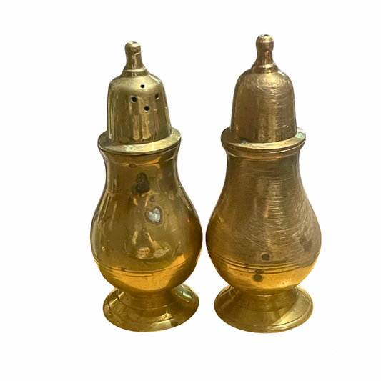 Vintage Brass Salt and Pepper Shakers (Made in India) - 1