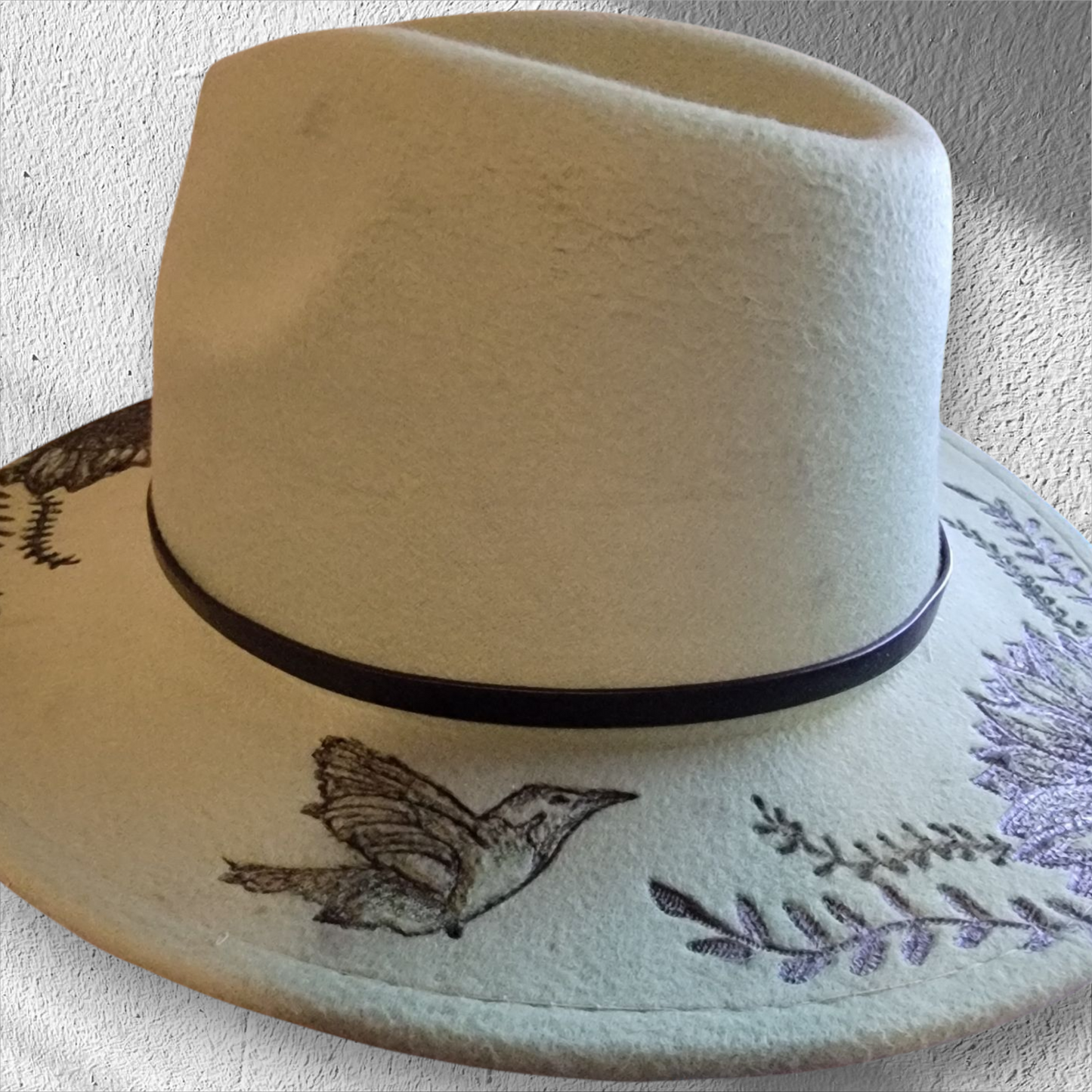 Burned Fedora (Hummingbirds and Sunflowers) - 5