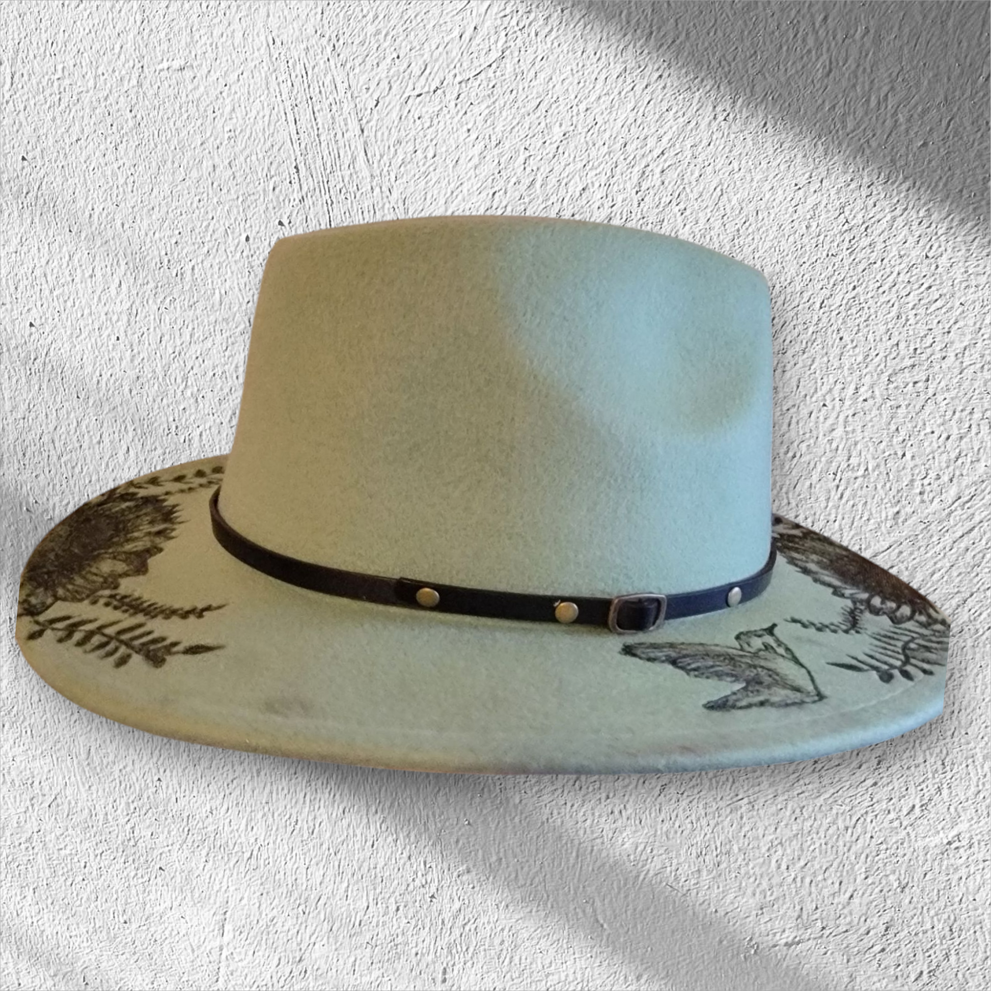 Burned Fedora (Hummingbirds and Sunflowers) - 6