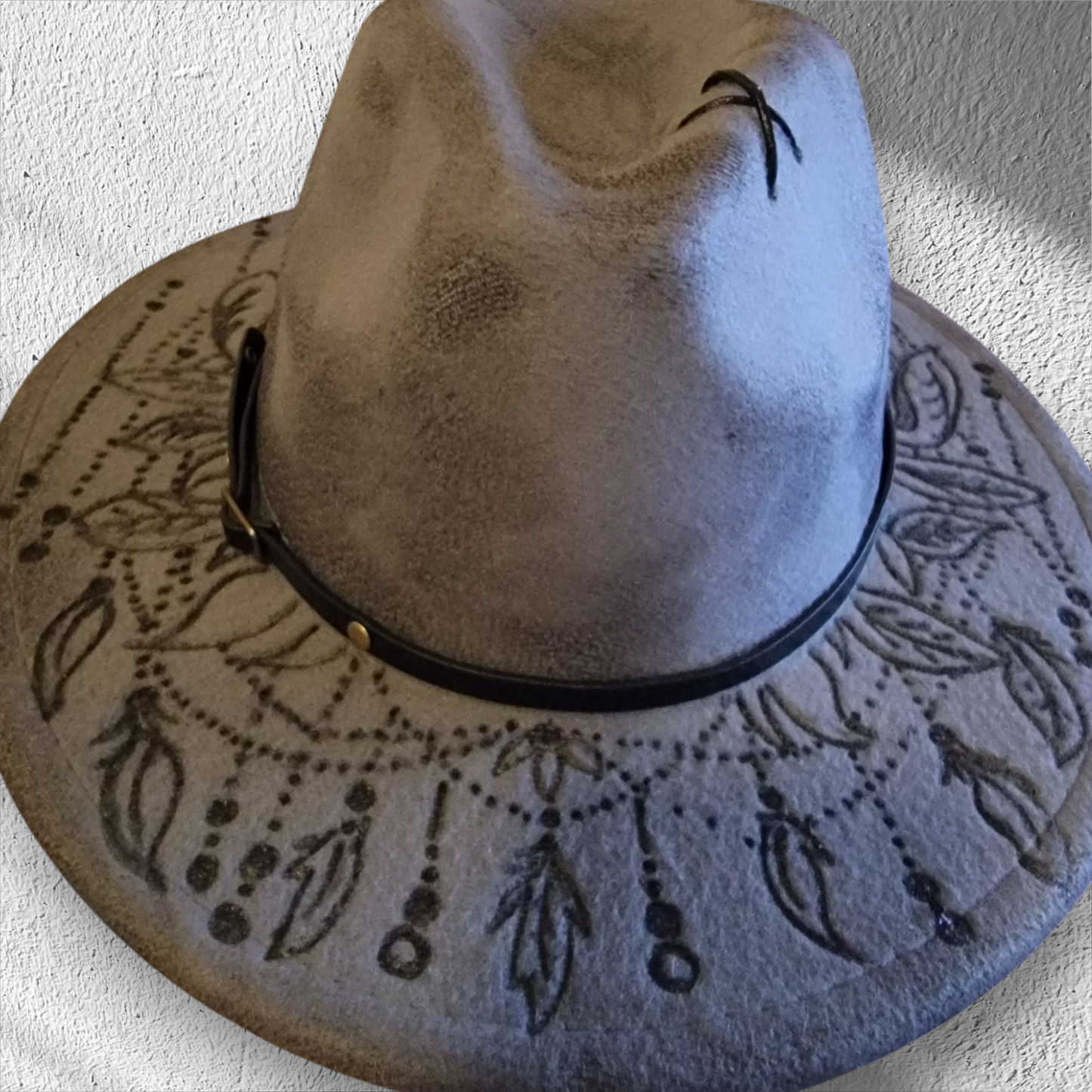 Dreamcatcher/Mandala Burned Fedora Hat - 4