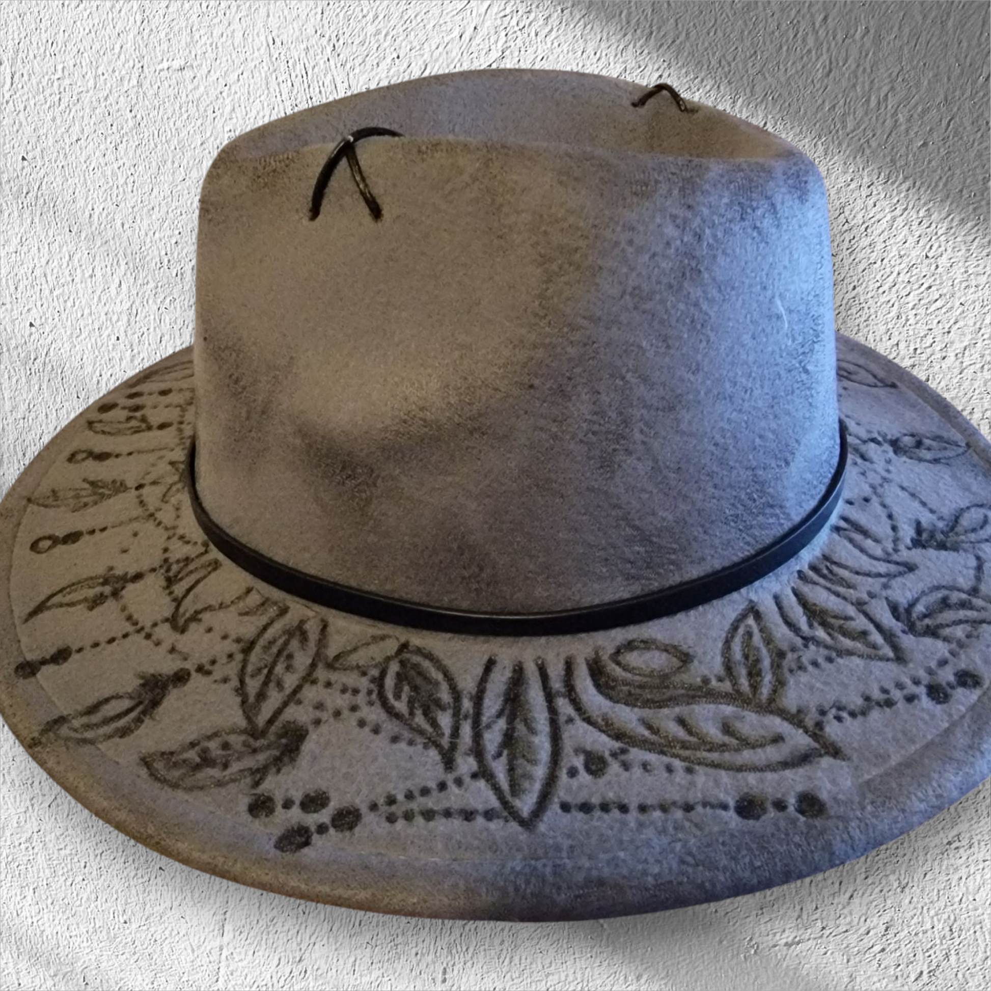Dreamcatcher/Mandala Burned Fedora Hat - 3