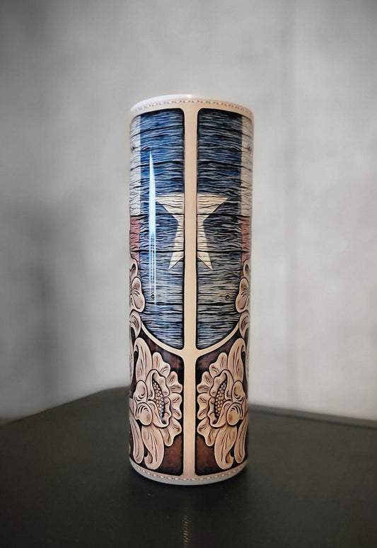Embossed TX Flag Tumbler - 1