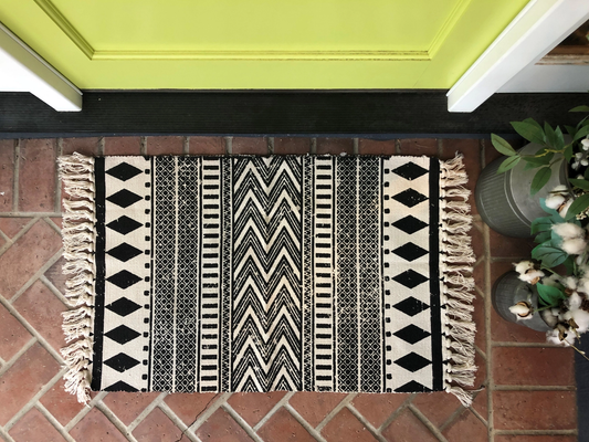 Black Aztec - Layered Entry Rug - 1