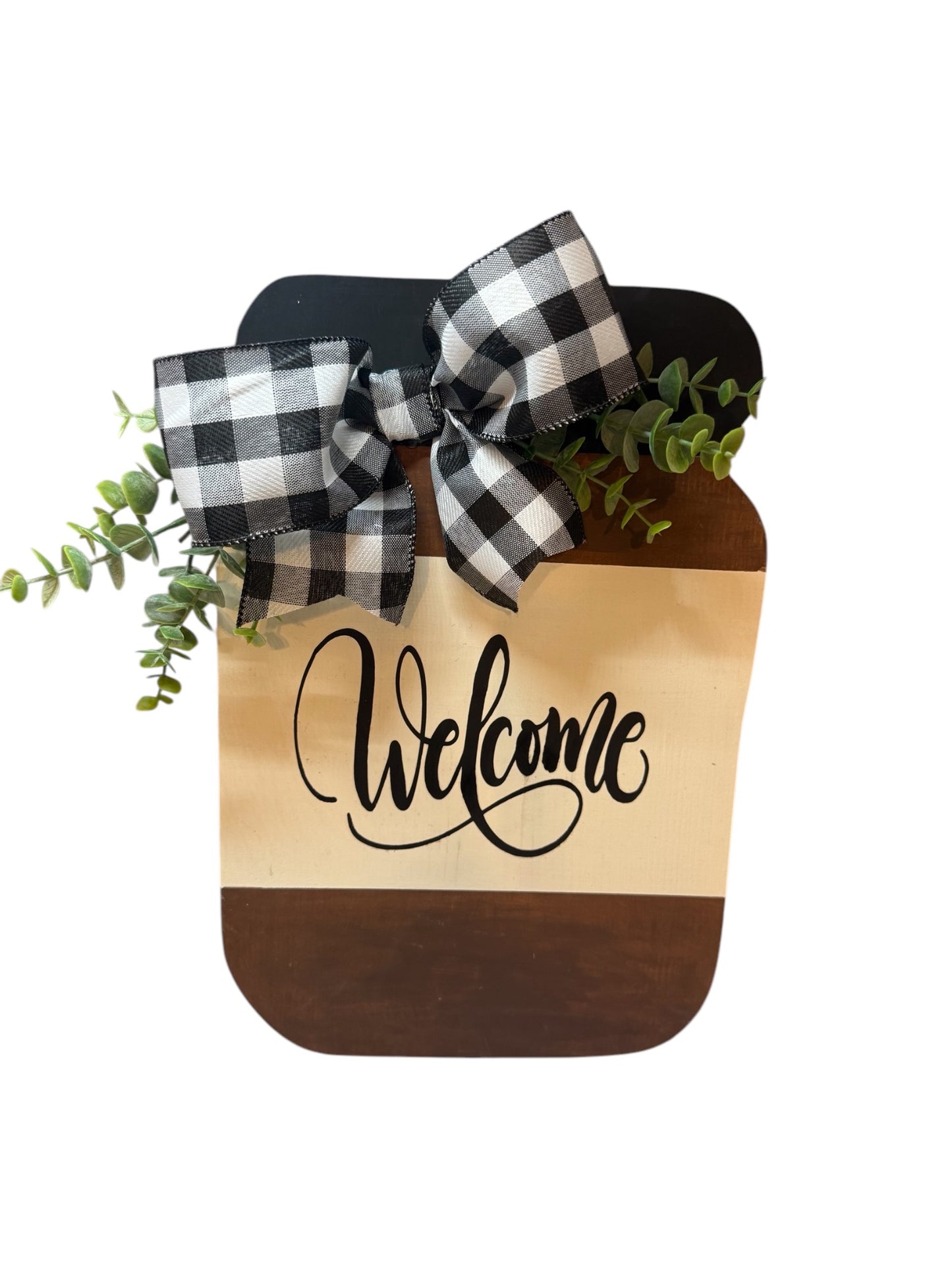 Welcome Wooden Mason Jar