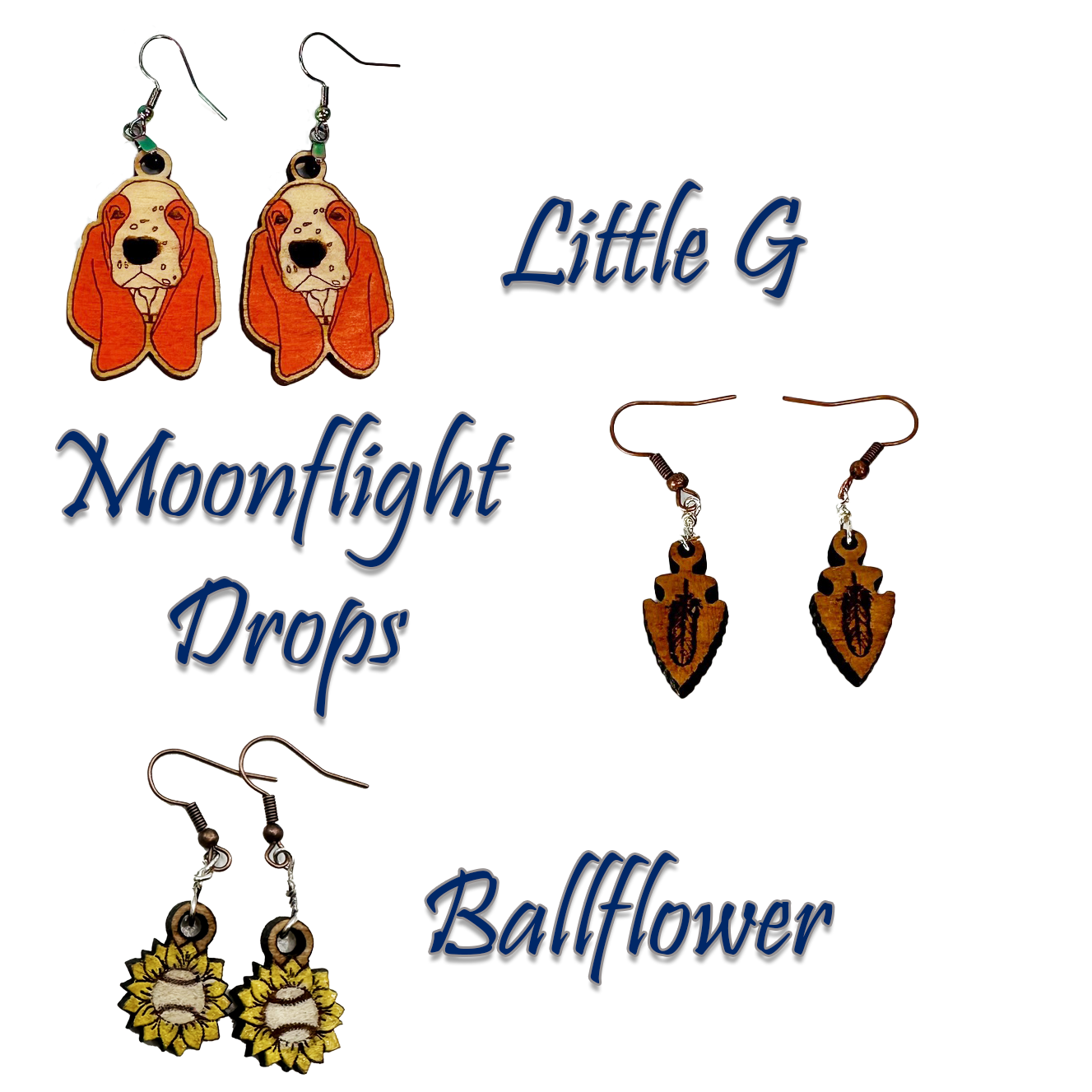 Handmade Wood Dangle Earrings