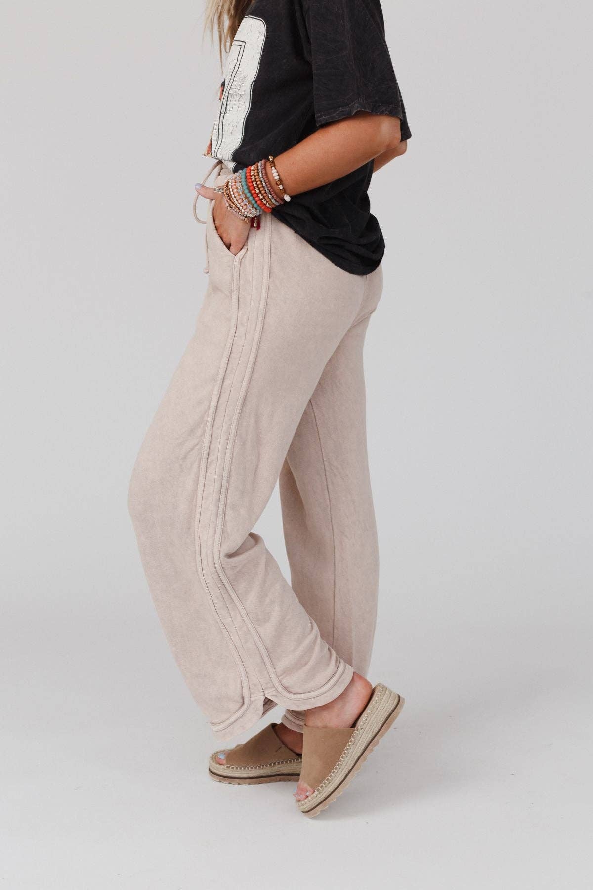 So Comfy Wide Leg Pant - Full Length (Taupe)