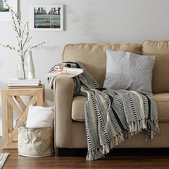 Farmhouse Fringed Throw Blanket (Multiple Colors)