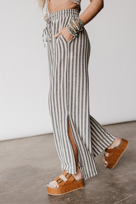 Ibiza Breeze Drawstring Pants (Taupe Black) - Preorder