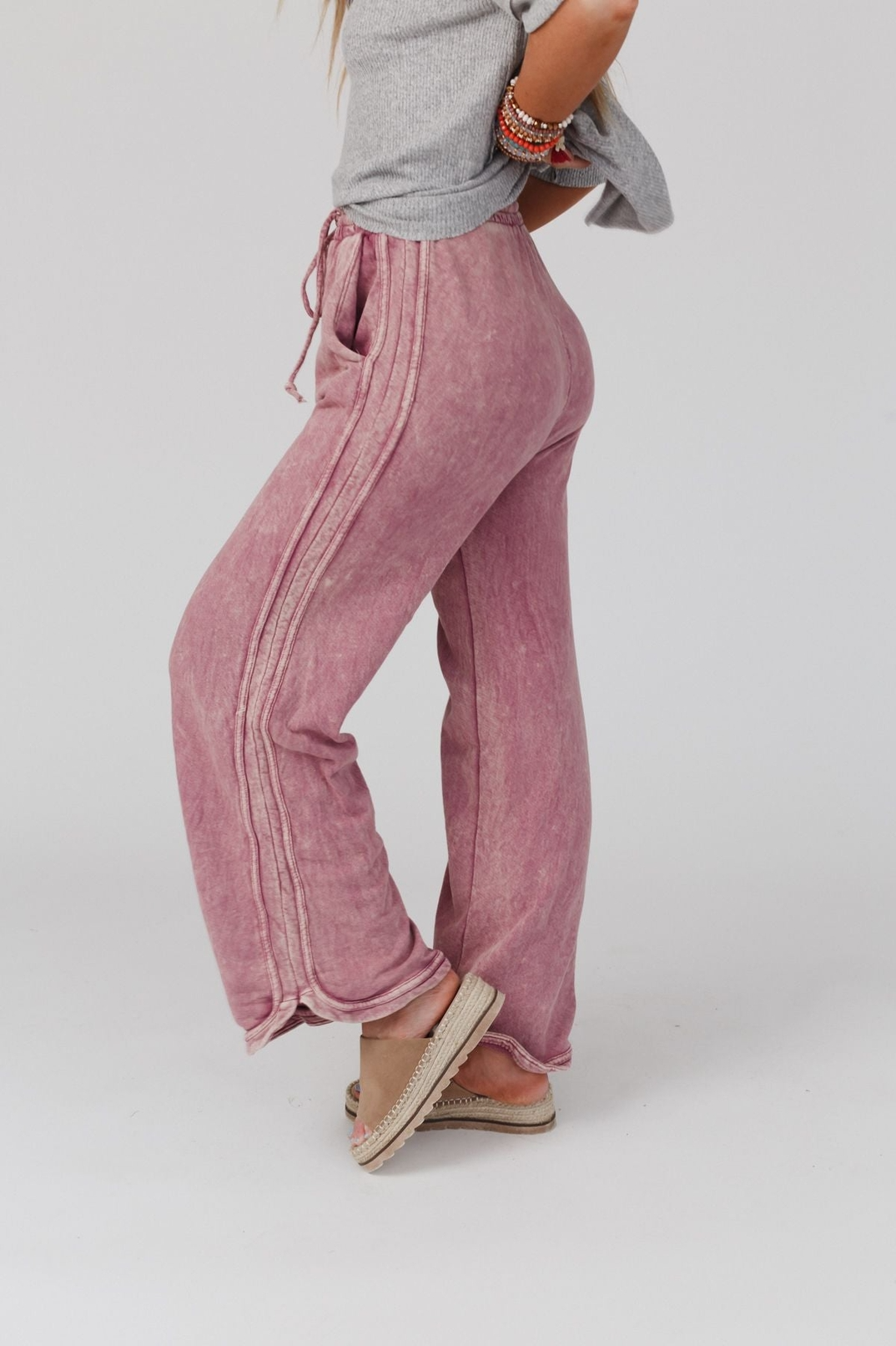 So Comfy Wide Leg Pant - Full Length (Mauve) - Preorder