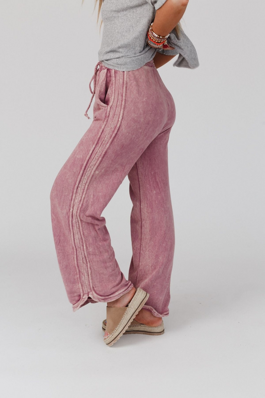 So Comfy Wide Leg Pant - Full Length (Mauve) - Preorder