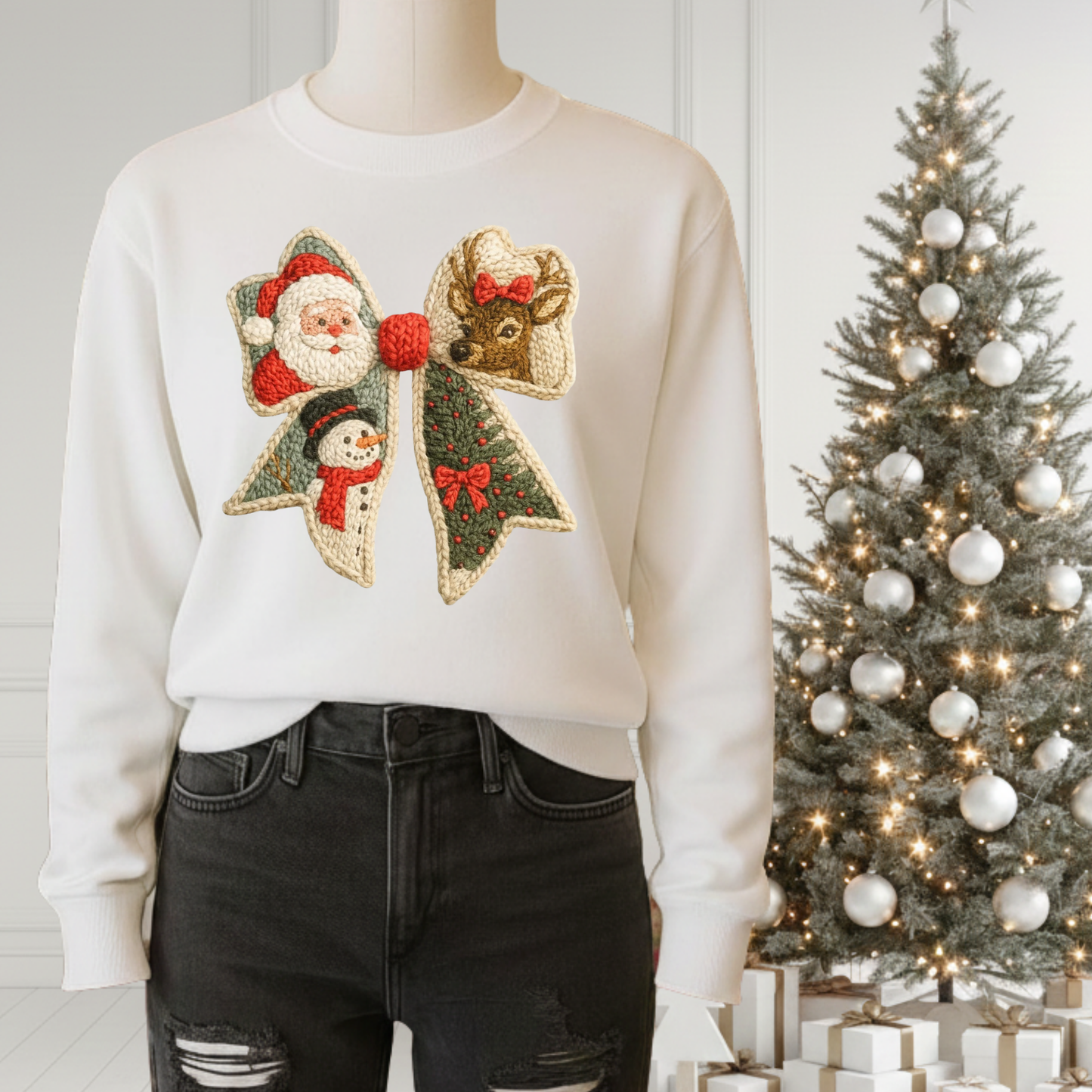 Christmas (Faux Embroidered) Sweatshirt (4 Designs)