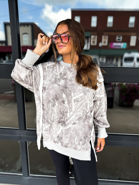 Double Front Slit Pullover - Light Camo - Birdie (Pre-Order)