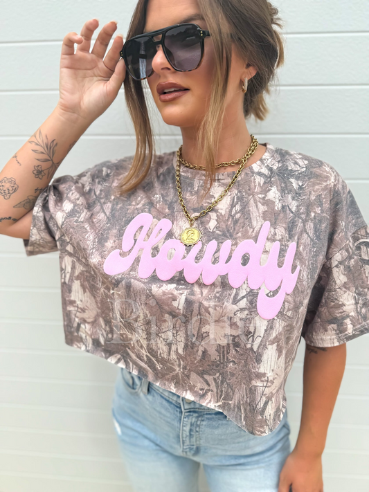Pink Howdy Cropped Graphic Tee - Birdie (Pre-Order)