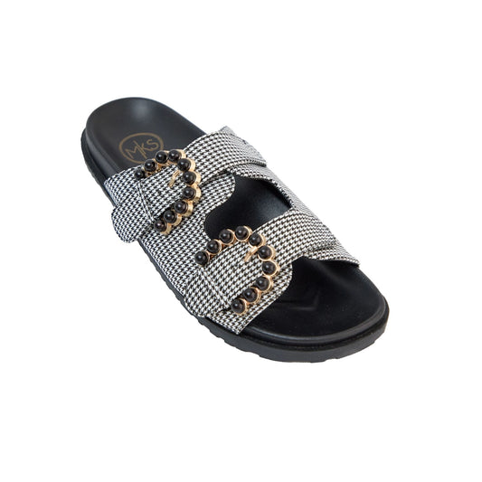 Black Belle Buckle Slide Sandals