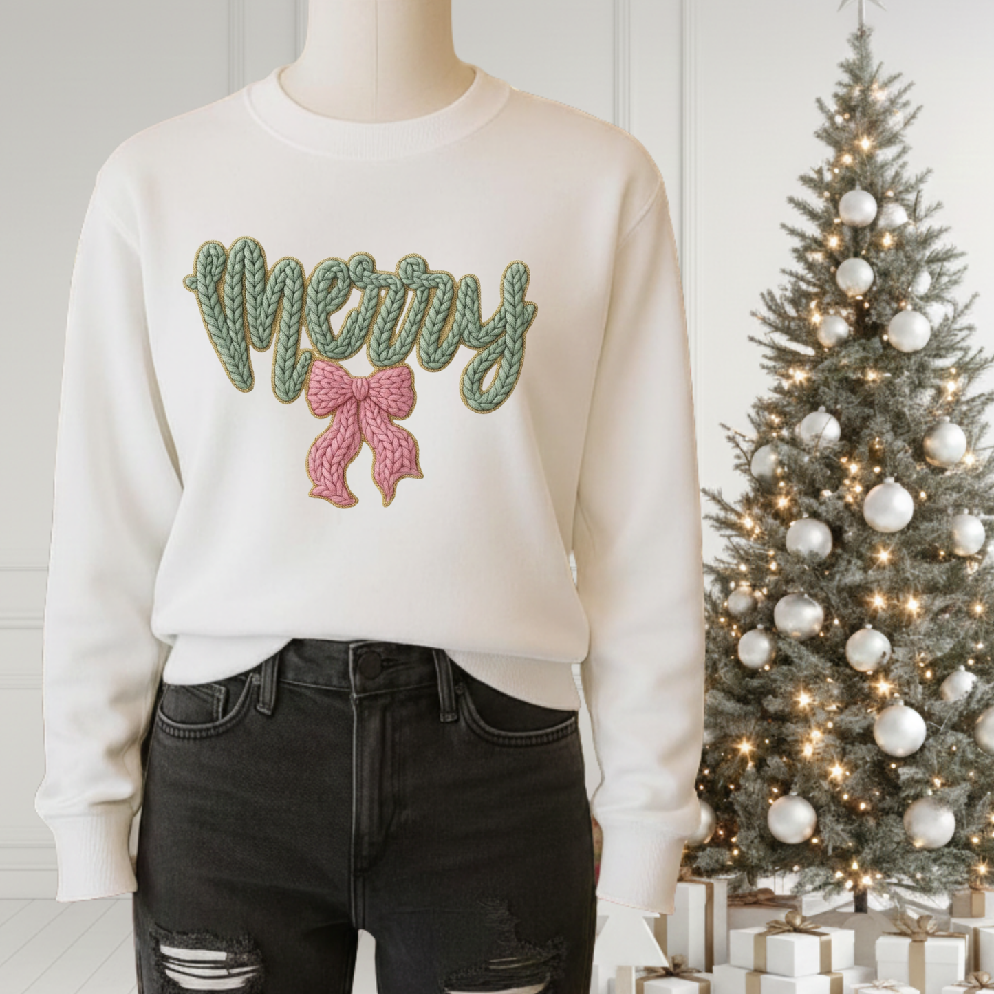Christmas (Faux Embroidered) Sweatshirt (4 Designs)