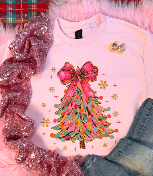 Pink Christmas Ornament Tree (Under $20 Tee)