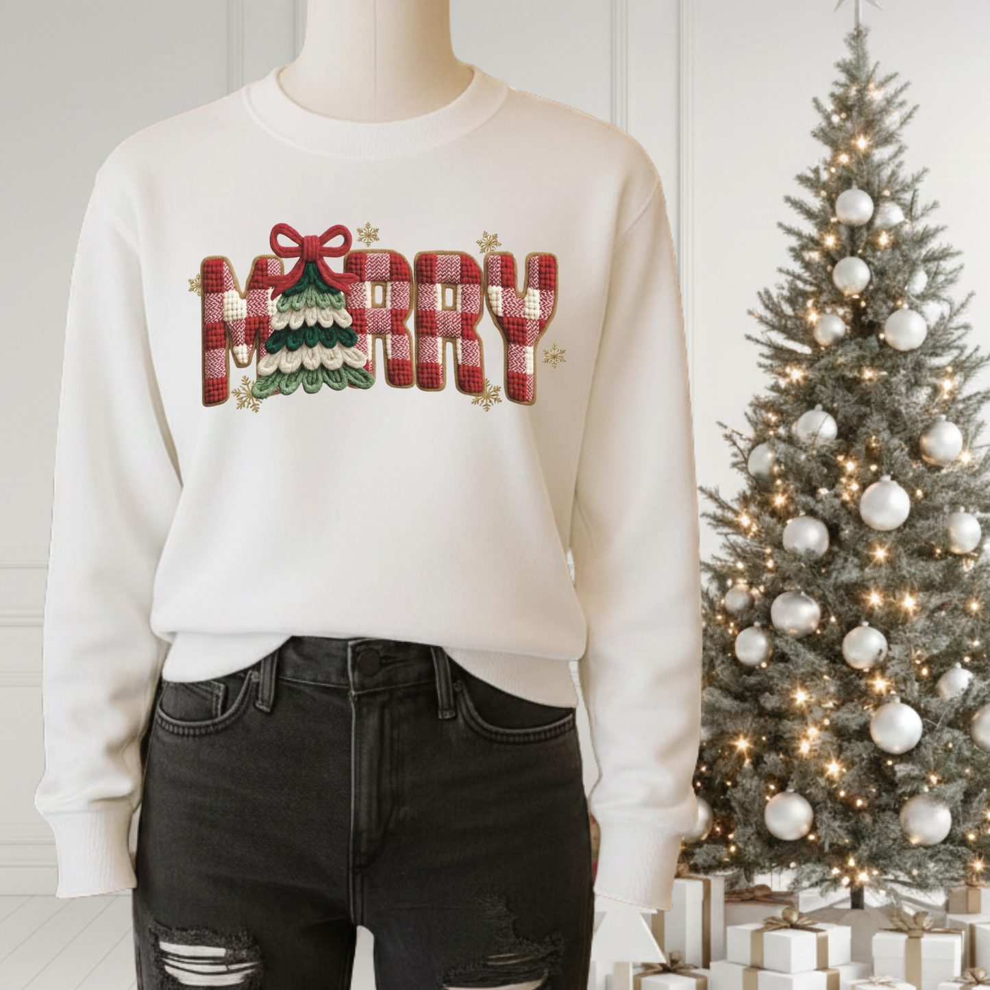 Christmas (Faux Embroidered) Sweatshirt (4 Designs)