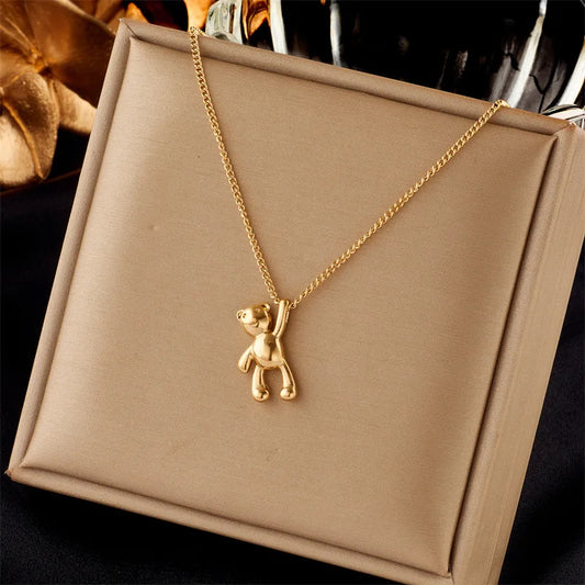 Gold Teddy Bear Necklace