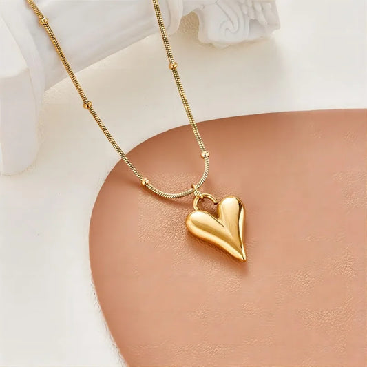 Gold Peach Heart Necklace