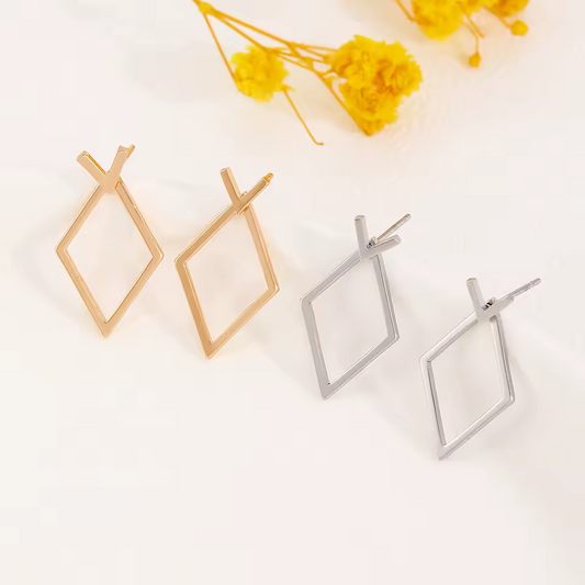 Geo Glam Stud Earrings (Gold/Silver)