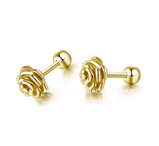 Gold Rose Stud Earrings