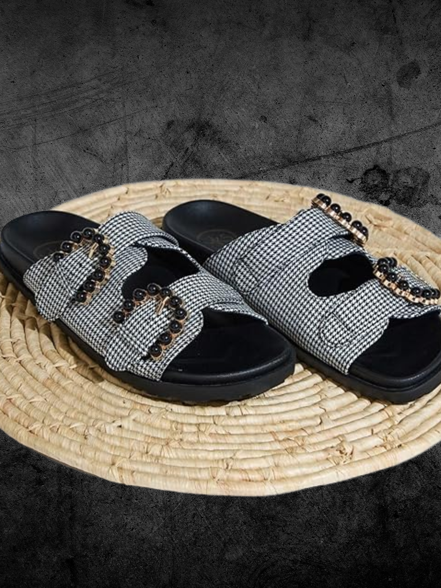 Black Belle Buckle Slide Sandals