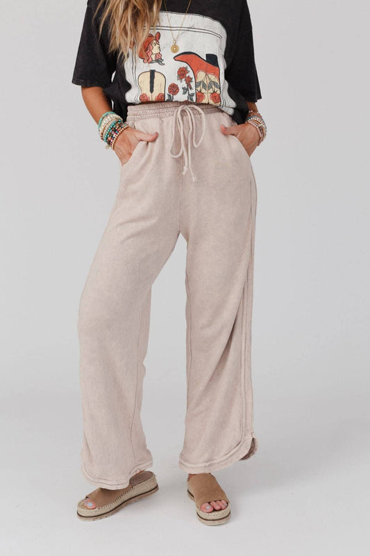 So Comfy Wide Leg Pant - Full Length (Taupe)