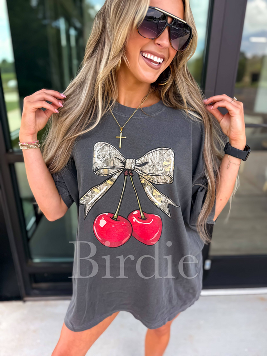 Camo Cherries Pepper Graphic Tee - Birdie (Pre-Order)