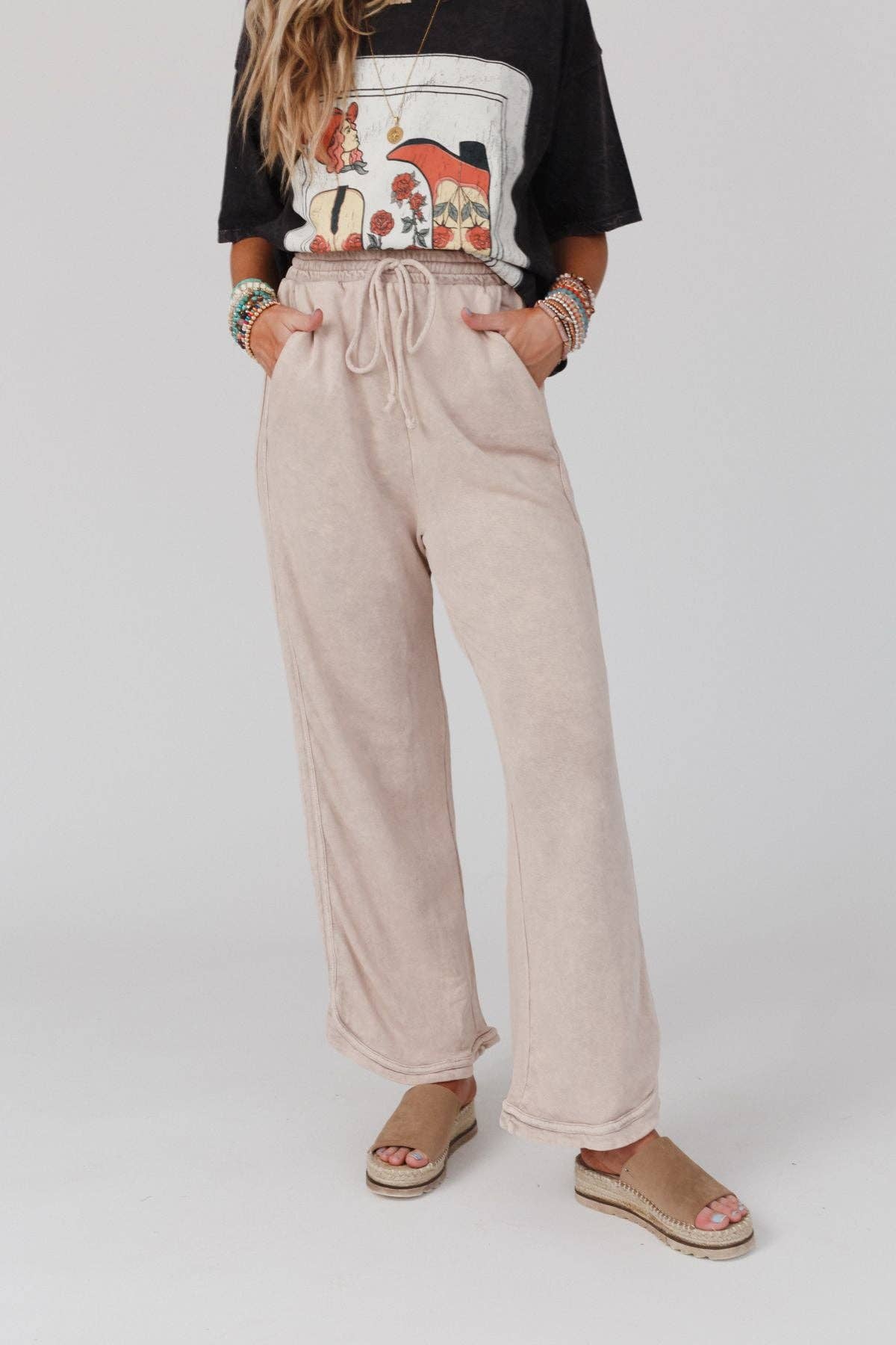 So Comfy Wide Leg Pant - Full Length (Taupe)