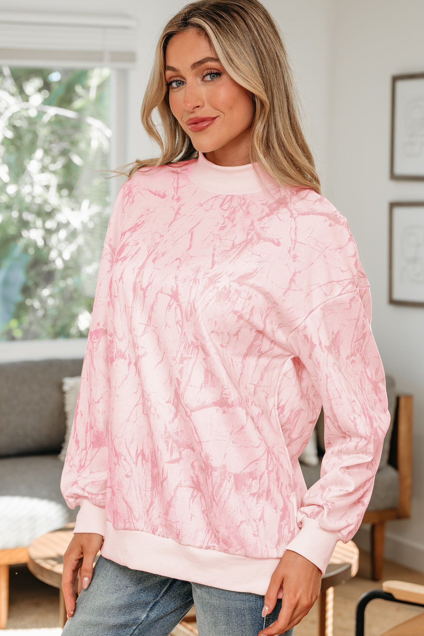 Pink Camo Mock Neck Sweatshirt