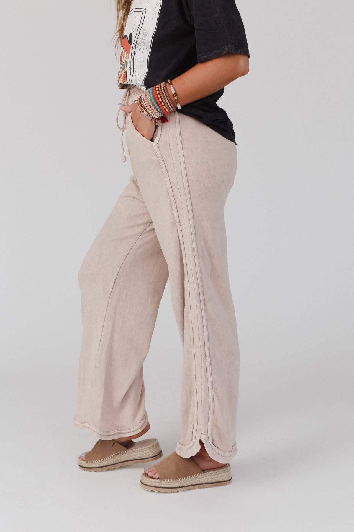 So Comfy Wide Leg Pant - Full Length (Taupe)